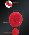 Close-up of red 10 Pack Foam Wax Applicator Pads for Car Detailing, 4 inch in size, showing texture and dimensions.