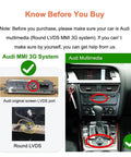 Audi Wireless CarPlay And Android Auto Retrofit Kit For A4 A5 Q5 A7 S4 S5 A6L 2009-2015 With MMI 3G System Plug And Play Car Tech Upgrade LVDS connection ports display features.