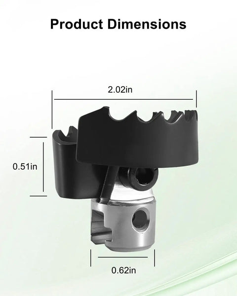 Beefy 2 Inch Spiral Drain Cutter dimensions shown, measuring 2.02in wide, 0.51in high, and 0.62in deep for K50 K400 K3800 machines.