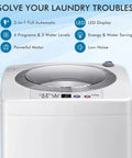 Top view of Full Auto Portable Washing Machine, 8 Pounds Compact Laundry Washer Spin Dryer Combo With Led Display, highlighting controls.