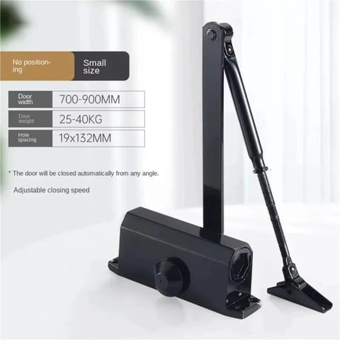 Heavy Duty Door Closer 25 To 85 Kg Adjustable Speed Soft Close Aluminum Alloy Black Door Hardware for small doors