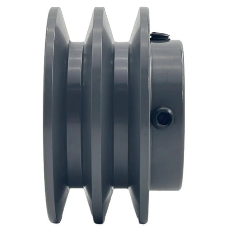 2 Groove V Belt Pulley 3.05 Inch Outside Diameter 1 Inch Bore Cast Iron For A AX 3L 4L V Belts With One Quarter By One Eighth Keyseat Static Balanced Built To Last Durable Rust Resistant Finish Fits Standard Shafts
