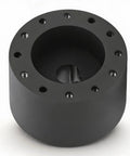 Top Tier Marine Boat Steering Wheel Hub Adapter 6 Bolt Pattern Fits Three Quarter Inch Tapered Keyway Shaft, black finish, detailed view