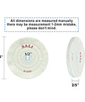 4 Pack 6 Inch Premium White Cotton Buffing Wheels For Bench Grinder 50 Ply Polishing Pads, 1/2 inch arbor hole, 2/5 inch thickness.
