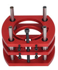 Precision Router Lift With Premium Gold Top Plate For Woodworking Slotting Trimming And Chamfering Tasks Slides, red aluminum body, top view