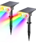 RGB Solar Spotlight Lights Outdoor Waterproof IP65 Color Changing For Yard Garden Pathway Multicolor 2 Pack With Auto Cycle Modes