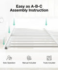 Easy assembly instructions for heavy duty queen bed frame rocking piano key headboard with metal platform base.