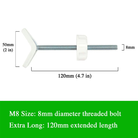 Diagram of Extra Long Banister Adapter Y Spindle Rods 8mm For Stair Gates 2 Pack White With No Slip Grip Padding dimensions