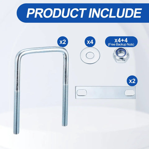 Heavy Duty Square U Bolts M8 60 100 mm 2 Pack Carbon Steel U Clamps Lockdown Hold For Trailer Plumbing includes two U bolts and accessories.