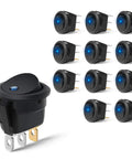 12V Blue Round LED Toggle Switch 20A SPST On Off DC 12V Electrical Switch For Cars Trucks Marine And Off Road Projects Copper Contacts Flame Retardant Casing Easy Panel Mount For Your Ride, pack of round blue LED switches