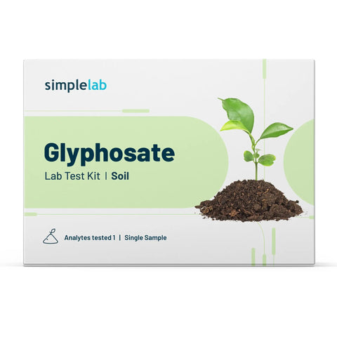 Glyphosate In Soil Test Kit For Home Use With Nine Compounds And Certified Lab Analysis Included ISO 17025 Tested Easy At Home Collection Or Mail In For Accurate Results And Garden Health Insights package box with sprout image