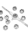 Heavy Duty M6 To M12 Screw Thread Tap Die Set For Manual Threading With Precision Machined CNC Dies And Steel Hand Wrench Tool Kit For Mechanics, M6-M12 dies