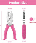 2 Pack One Quarter Inch Hole Punch With Pink Soft Grip For Home Office And Classroom, product size in inches shown
