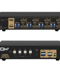 Slick Dual Monitor Kvm Switch Delivers Hdmi 4K At 60Hz To Handle Four Desktop Or Laptop Setups Across Two Screens While Sharing Wireless Peripherals No Sweat For A Smooth Home Office Vibe features multiple HDMI and USB ports.