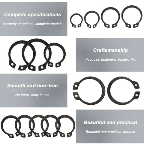 Heavy Duty External C Clips Circlips 100 Pack 65Mn Spring Steel Snap Rings Shaft Retaining Fasteners Oxidized Black Finish Built To Handle The Grind For Auto Engines And Machine Tool Bearings 13 To 19 Mm Range