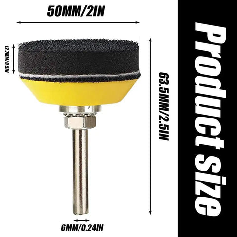 Two Inch Hook And Loop Sanding Backing Pad Kit With One Quarter Inch Shank Adapters Foam Buffer Pads And 50 Mm Discs