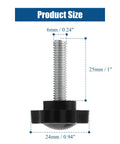 10 Pack M6 X 25mm Thumb Screws, Heavy Duty Zinc Plated Steel Hand Knobs With Grippy Handle, Rust Resistant Clamping Fasteners, size illustration.
