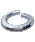 Top Shelf Grade 18-8 Stainless Steel Lock Washers Three Eighth Inch Split Ring 2500 Pack close-up view of split lock washer.