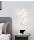 UHRLGHS LED Wall Light Luxury Black White d Wall Decorative Lamp for Bedroom Bedside Living Room Corridor Stairs Home Indoor Sconces,White-H40cm on wall above bedside.