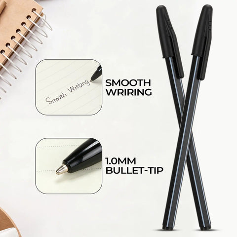 Bulk 150 Pack Ballpoint Pens Black Ink Medium Point 1.0mm Bullet Tip Smooth Writing For School Office Home Business