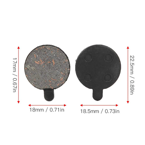 4 Pairs Semi Metal Brake Pads For 10 Inch Electric Scooter With Quiet Mute Braking, strong wet and dry stopping power, efficient heat dissipation display with dimensions.