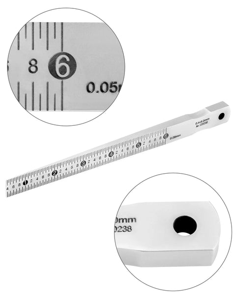 Front view of QWORK taper gauge gap gauge 0.4–6 mm; carbon steel with chrome plating.