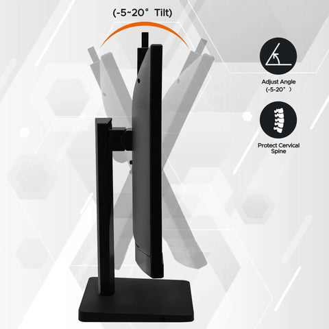 Side view of frameless 23.8 inch business webcam monitor with 1080p IPS display 120Hz, tilt adjustment feature shown.