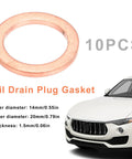 Oil Drain Plug Gasket Set 14mm Copper Crush Washers Replacement For Automotive Engines Leak Free Seal 10 Pack visible with car