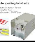 AOXHUGB Automatic Wire Stripper Machine For 1.2-4mm Cables showing heavy duty metal frame, bench mount design for fast cable stripping.
