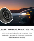 4 Pack Car Headlight Dust Caps Universal Rubber Sealing Covers For Headlight Protection All Weather Dust Covers Fit Most Cars Trucks SUVs Durable Tough Keeps LED Clean And Dry, close-up in use at dusk