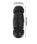 Underwater RJ45 Coupler IP68 Ethernet Connector For Outdoor LED Equipment, M25 Gland, black PA66 nylon, dimensions shown