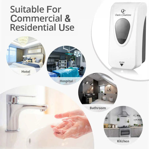 No Sweat Wall Mounted Manual Soap And Hand Sanitizer Dispenser 1000 Ml White Bulk Case Of Thirty for hotel, hospital, bathroom, kitchen use.