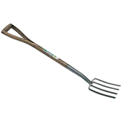 Young Gardener Digging Fork Blue Tempered Carbon Steel With Lacquered 600mm Ash Handle And Wrist Strap Kid Friendly Lightweight Durable Garden Tool For Kids Beginners