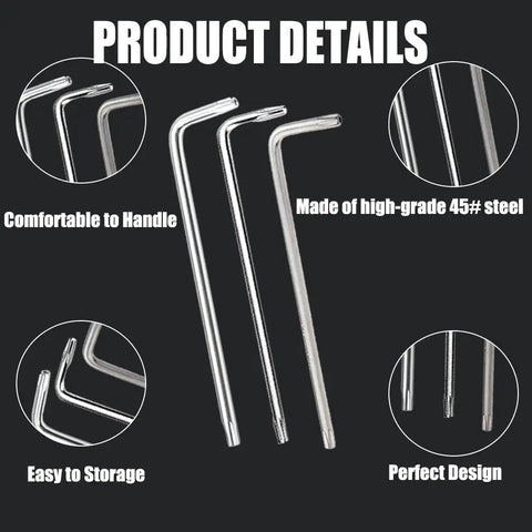 Long T27 Tamper Proof Torx Star Bit Wrench L Shaped Pro Grade Heavy Duty Bit Driver For Fasteners Nickel Plated 45 Steel Finish Corrosion Resistant Chamfered Ends For Smooth Insertion, L-shaped 115mm steel tool
