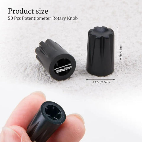 50 Piece Black 6mm D Shaft Potentiometer And Encoder Knobs With Concave Rotary Design Plastic Volume Control Knobs Replacement