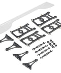 Aluminum RC Chassis Setup Tool With Ball Bearings, CNC Machined Ruler for 1/8 and 1/7 scale RC cars, featuring various black aluminum parts.