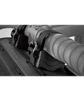 Close-up of Frontloader 8 Liter Bar Bag For Bike Handlebar Mount with quick release straps on black waterproof carrier