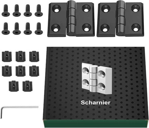 2 Pack 4040 Zinc Alloy Hinges For Aluminum Extrusion Profiles 180 Degree Adjustable Folding Door Hinge M6 Groove Nuts And Screws Included