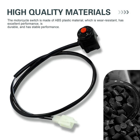 Badass Universal Motorcycle Kill Switch With Horn Button Handlebar Mounted Starter Toggle Wiring Harness Clamps For Street Cruiser And Dirt Bike Riders, ABS plastic switch with wire.