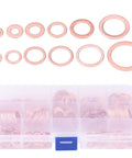 All-In-One Copper Washers Set, 280 Pieces in 12 Sizes With Storage Box, showing assorted copper sealing washers