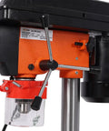 8 Inch Benchtop Drill Press With Laser Guide And Precision Vise 5 Speed Tabletop Drilling Machine 770 To 3410 RPM close-up view