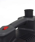 Close-up of handle on 4-Gallon Portable Wet And Dry Vacuum Cleaner With A 5.0 Peak HP Motor, featuring easy carry handle and red finish.