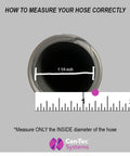 Diagram showing measurement of a 1-1/4 inch vacuum hose diameter for Beefed Up Ten Foot Vacuum Hose With Multi Brand Dust Collection Adapter Set