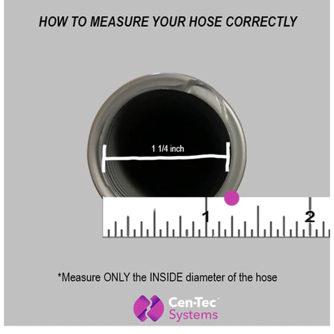 Diagram showing measurement of 1 1/4 inch inner diameter for 30 Foot Pro Grade Heavy Duty Vacuum Hose Kit with Expanded Brand Dust Collection Adapters.