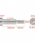 Diagram of M2 Hex Socket Shoulder Bolts 2.5mm Shoulder Diameter, 18mm Shoulder Length, 304 Stainless Steel, Rust Resistant Fasteners