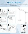 Hella Sturdy Aluminum Round Stair Handrail Kit For Indoor Outdoor Steps And Porch Deck installation steps with manual.
