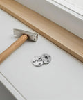 4 Pack Concealed Cabinet Hinges, Zinc Alloy 90 Degree Flip Design With Silent Opening, Hidden Mount, Silver Finish shown with hammer