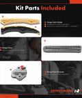 Must-Have Engine Timing Chain Kit With Tensioner For Hyundai And Kia 1.6L DOHC Vehicles showing parts included