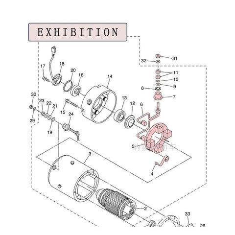 Exploded view of Golf Cart Carbon Brush Kit With Uniform Contact Surface For Efficient Power Delivery And Stable Output Pro Grade