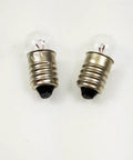 Snag A Box Of Ten E10 Miniature Screw Base Bulbs Rated At 4.5 Volts With 1.35 Watt Incandescent Filament, two E10 bulbs side by side.